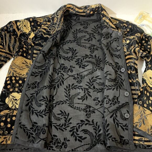 Coldwater Creek Tapestry Jacket Blazer Black Brown Womens Size Small Medium Fall - Picture 5 of 6